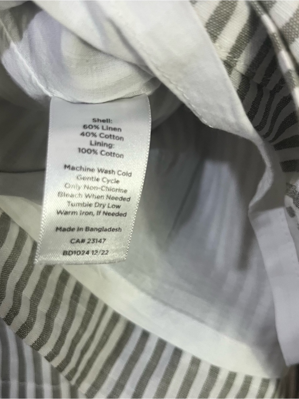 Talbots Plus Linen Cotton Blend Gray White Waist Tie Skirts Size 24W - Picture 3 of 7